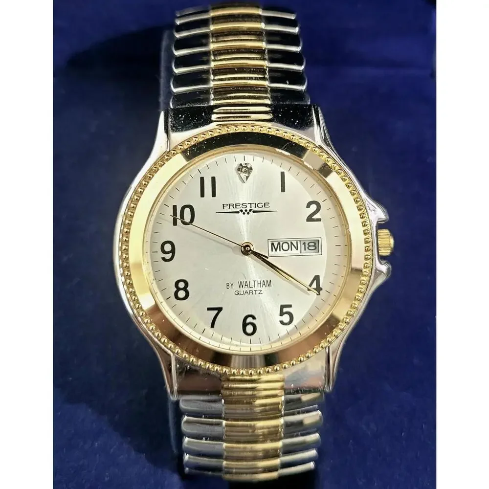 Rare‎ Vintage Waltham Prestige 80's Diamond Dial Men's Watch